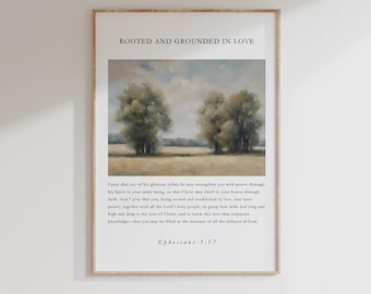 Ephesians 3:17, Bible Verse Print, Bible Art, Christian Print, Modern Christian Art, Rooted and Grounded, Printable Bible Verse