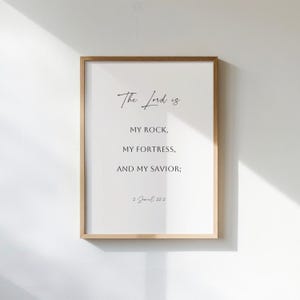 2 Samu 22:2, Minimale Bibel Vers Kunst, Schrift Druck, Mein Rock, Meine Festung, Mein Retter, Moderne Schrift Wand Kunst, Christliche Bedruckbar