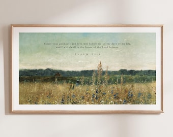 Psalm 23:6 Frame TV Art, Christian Decor, Vintage Christian Art, Samsung TV Bible Art, Frame Tv Bible Verse, Frame Tv Scripture Artwork