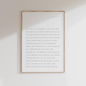 Psalm 23 Bible Verse Print, Christian Print, Modern Christian Art, Scripture Printable, Minimal Bible Verse Poster, The Lord Is My Shepherd