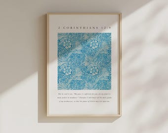 2nd Corinthians 12:9, Bible Verse Print, Christian Prints, Modern Christian Art, Digital Download