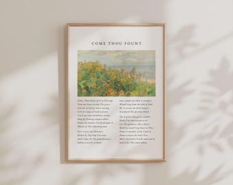 Come Thou Fount of Every Blessing Hymn Print, Vintage Christian Wall Art (Digital Download)