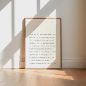Colossians 1:9-10 Bible Verse Print, Christian Nursery Wall Art, Christian Printable, Minimal Christian Art, Scripture  Print for Nursery