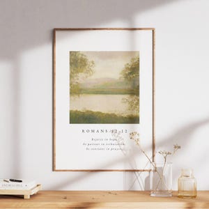 Romans 12:12, Bible Verse Print, Christian Print, Modern Christian Art, Scripture Print, Vintage Printable Scripture, Landscape Scripture