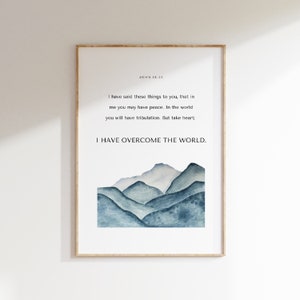 John 16:33, Minimal Bible Verse Art, Bible Verse Print, Scripture Printable, Modern Scripture Wall Art, Overcome the World Verse,