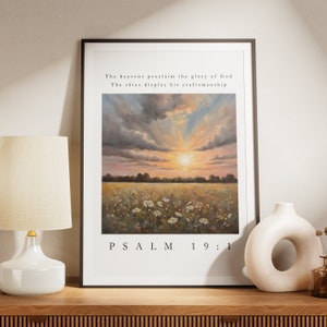 Psalm 19:1, Bible Verse Print, Bible Art, Christian Print, Modern Christian Art, Scripture Home Decor, Digital Download Bible Verse Poster