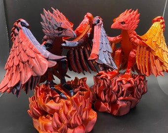 Articulated Phoenix with Flame Stand | Fidget Toy