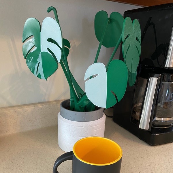 Monstera Coaster Plant | Stylish 3D Printed Leaf Design | Eco-Friendly Houseplant Decor | Unique Home Accessories | Customizable
