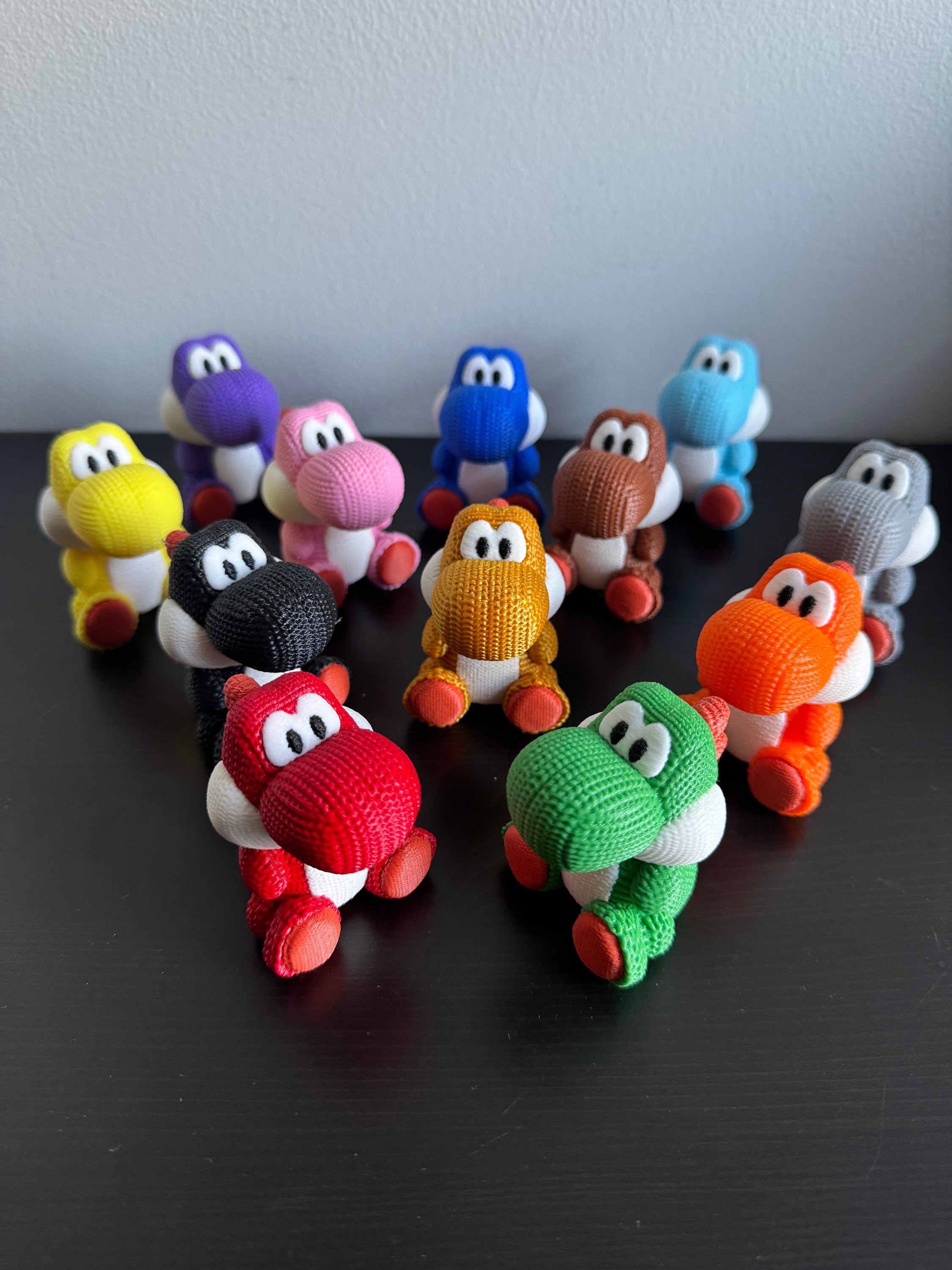 Yoshi Figurine | 3D Printed | Crochet Style | 12 Colors | Desk