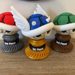 Turtle Shell Container | Switch Game Holder (20) | Mario Kart Trophy | Winged Blue Turtle Shell