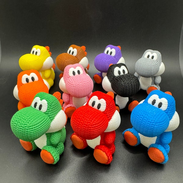 Crochet Yoshi Figurine | 3D Printed | Desk Decor