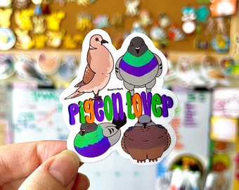 Pigeon sticker | crazy pigeon lover sticker | funny vinyl weatherproof water bottle sticker | Meme stickers