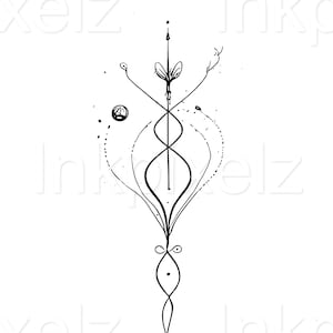 Unalome Tattoo Design, Minimalist, Spiritual  Instant Digital Download. Template/Stencil SVG PNG JPEG