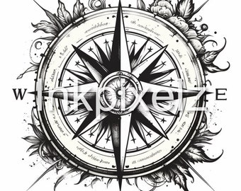 Compass rose Points of the compass Tattoo Flower In The Sun Points Of The  Compass png  PNGWing