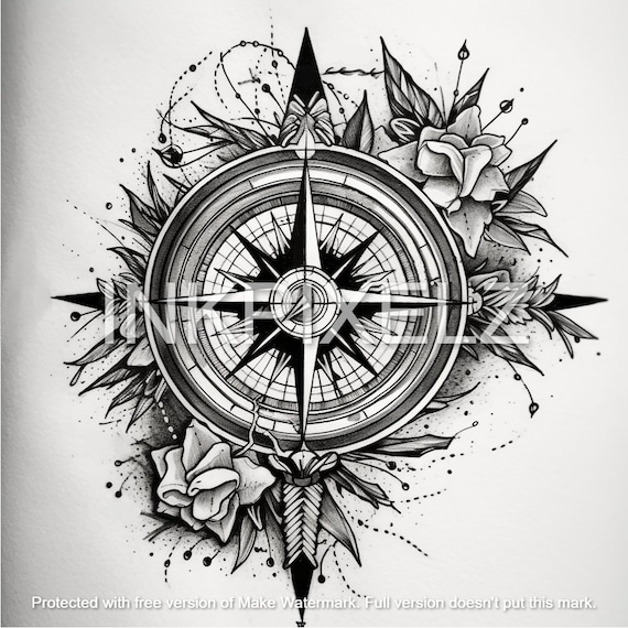 Nautical compass tattoo designs
