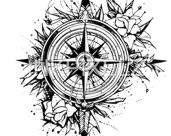 100 Awesome Compass Tattoo Designs, Art and Design