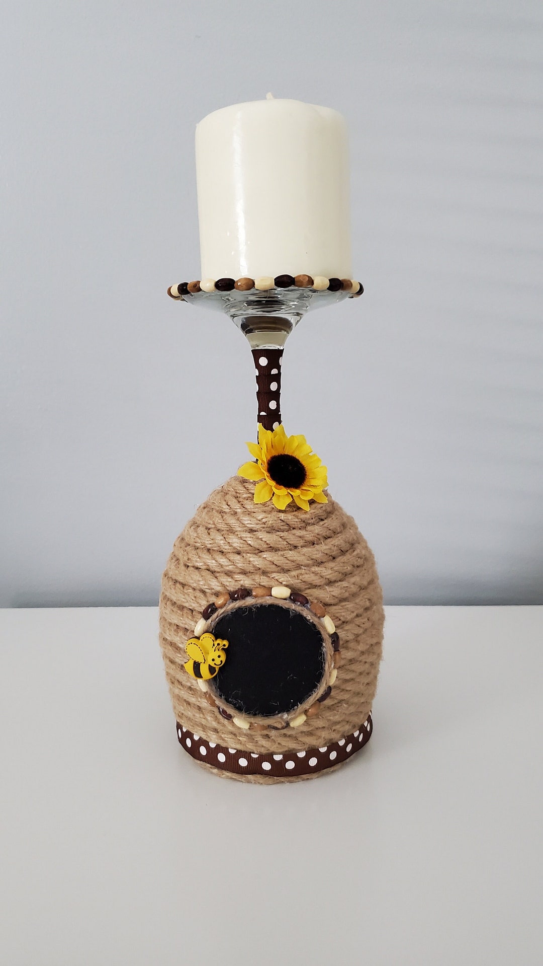 Wine Glass Beehive Candle Holders Etsy