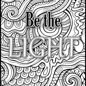 Giant Coloring Poster Zendoodle Zentangle Swirls Mandala | Be The Light|Beautiful Coloring Gift for All Ages | C1304