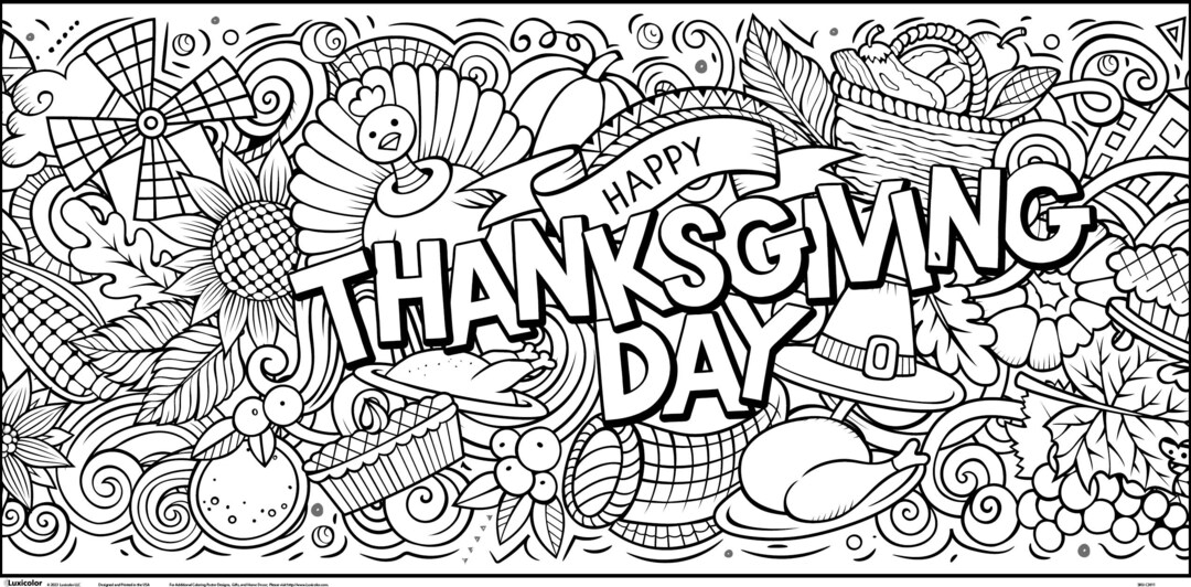 Giant Thanksgiving Doodles Coloring Poster Beautiful Coloring Gift for ...
