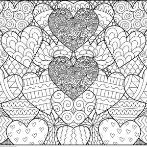 Giant Zendoodle Heart Coloring Poster | Beautiful Coloring Gift for All Ages | Custom Coloring Poster | Coloring Page | C3025