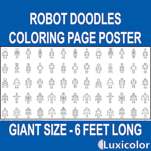 Giant Coloring Poster – Robot Doodles | Large Banner | Rolled | Fun Coloring | Kid’s Classroom Coloring Banner| Gift | Decor