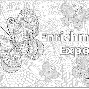 Giant Zendoodle Butterflies Coloring Poster | Beautiful Coloring Gift for All Ages | Custom Coloring Poster | Coloring Page | B1179