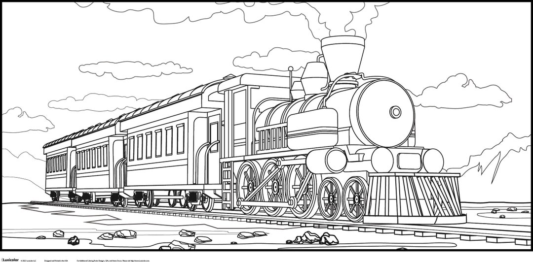 Steam Train Giant Coloring Poster | Kids Activity Banner (36x18) - Etsy