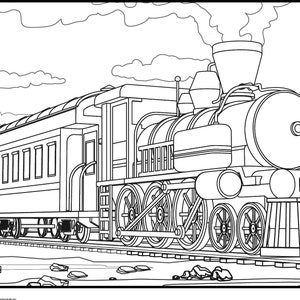 Giant Coloring Poster | Steam Train | 36&quot;x18&quot; | Steam Train Coloring Banner