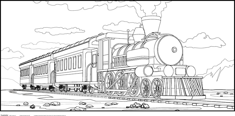 Giant Coloring Poster | Steam Train | 36"x18" | Steam Train Coloring ...