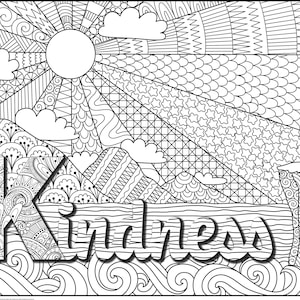 Kindness Coloring Poster, Huge Coloring Poster, Giant Zentangle  Coloring Poster | Beautiful Gift for All Ages | Coloring Page | C1178