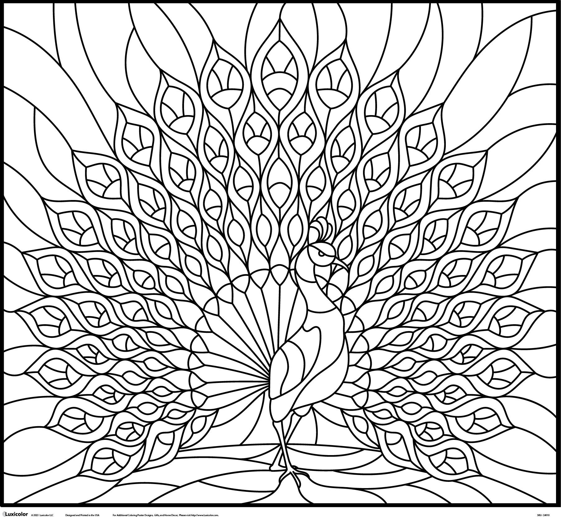 Gigantische pauw kleurposter | Kleurplaat voor volwassenen |  Kleuractiviteit voor het hele gezin | Kleurplaat van glas in lood - Etsy  België, image size:1802x1662