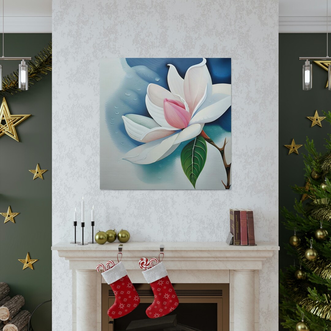 Canvas Wall Art White Flower Bloom Gift for Her Floral Home Wall Décor ...