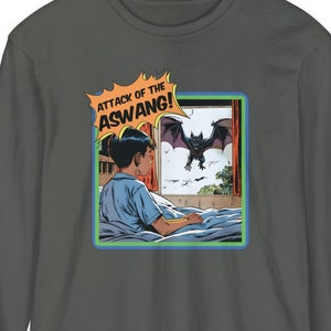 Filipijns Aswang komisch shirt met lange mouw vintage cartoon grafisch T-shirt retro Filippijnse folklore wezen leuk cadeau voor Filippino