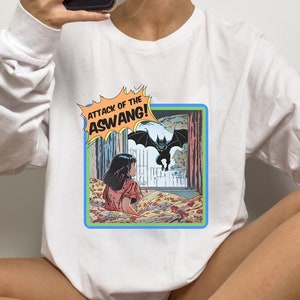 Filipijns Aswang Comic shirt met lange mouwen vintage cartoon graphic T-shirt retro Filippijnse folklore wezen leuk cadeau voor Filipina