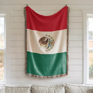 Mexican Flag Woven Blanket Bedroom Décor Throw Mexican Pride Gift for LatinX Sherpa Blanket Mexican Tapestry Protest Blanket