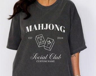 Custom Mahjong Shirt, Social Club T-shirt, Mahj T-Shirt, Personalized Mahjong Gift, Gift for Mahjong Lover, Mahj Lover, Game Night Shirt