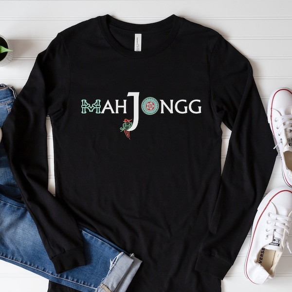 Camiseta de manga comprida Mahjongg, camiseta Mahjong, presente Mahjong, camiseta Mah Jongg, camiseta Mahjong Game Night, presente de dia dos pais, presente de dia das mães