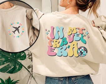 In My Travel Era Sweater Airplane Mode Travel Sweatshirt Warm Cozy Travel Top Vacation Sweater Destination Oversized Sweatshirt for Her