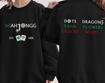 Mahjongg Sweater, Mahj Lover Sweatshirt, Mahjong Sweatshirt, Game Night Sweater, Gift for Mahjong Fan, Mahjong Tiles Gift