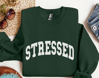 Stressed Sweater Tis The Stressed Season Sweater Unisex University Sweater Minimalistic Funny College Sweatshirt Gift for College Student
