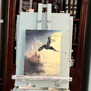 Fantasy dragon original oil painting. Hand-painted oil on canvas. &quot; The last star&quot;