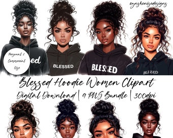 Self Love Clipart Bundle, Black Girl Clipart, Black Woman Fashion Clipart, Black Girl Magic, Black Girl Clipart for Planner, Digital Sticker