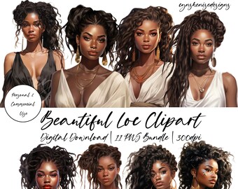Imágenes Prediseñadas de mujer negra, imágenes prediseñadas de chica negra, PNG mágico de chica negra, imágenes prediseñadas de Glam, imágenes prediseñadas de chica de moda, acuarela, imágenes prediseñadas de chica Dreadloc, Afro