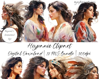 Faceless latina png, planer latina, naklejki latina, clipart latina, naklejki cyfrowe akwarela clipart, pakiet, meksykański png, hiszpański