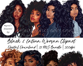Black Girl Clipart PNG, Black Girl Magic SVG, Black Girl Planner, Pegatinas, Mujer Negra, Black Girl Journal, Acuarela, Pegatinas Digitales