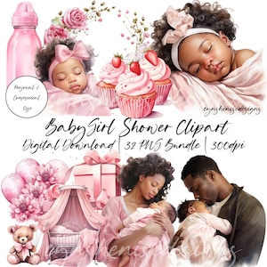 afroamerikanische Babyparty Clipart, schwarze Baby-Bundle-Digital-Clip-Art, Neugeborene PNG-Datei, transparent, Geschlecht offenbaren