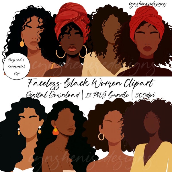 Faceless Black Girl PNG, Black Woman, Black Girl Clipart, Weekend Planner Clipart, Black Girl Magic, Self Love, Journal, Digital Stickers