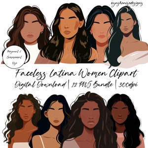 Faceless latina png, latina svg, latina stickers, latina clipart, watercolor clipart, clipart bundle, latina planner, mexican png, hispanic
