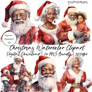 African American Santa Clipart, Black Santa Clipart, African American Christmas Clipart, Black Santa Claus PNG, Black Mrs Claus PNG, Holiday