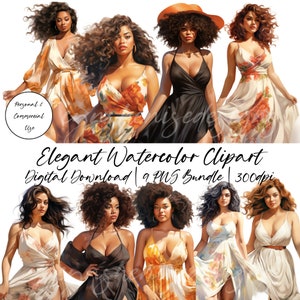 Curvy Girl Clipart, Black Woman Clipart, Black Girl Magic PNG, Glam Clipart, Fashion Girl Clipart, Beauty Clipart, Boss Babe Clipart